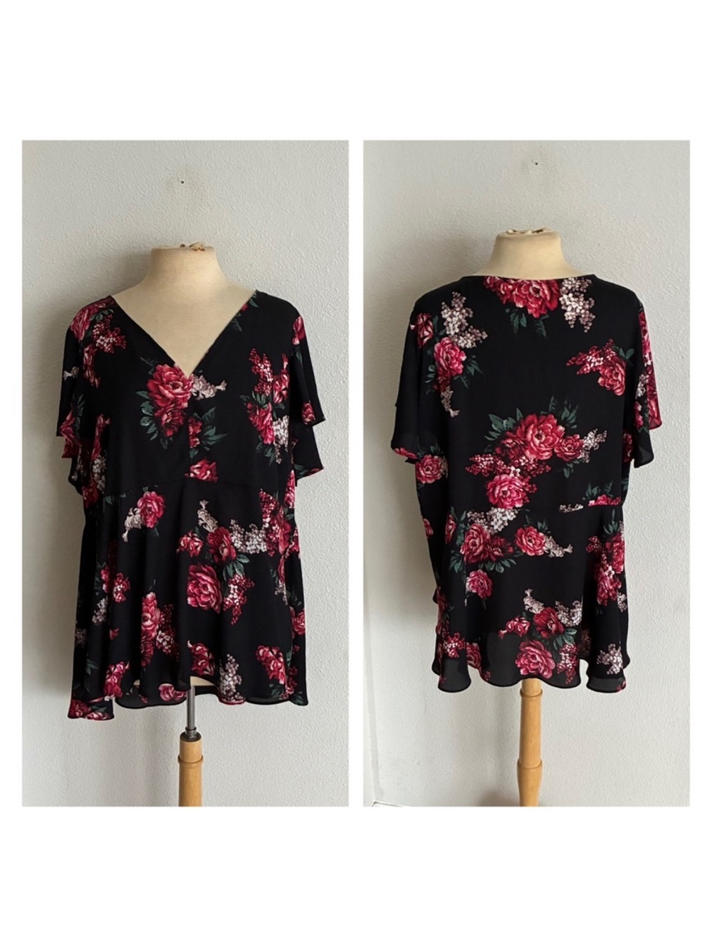 Torrid black floral blouse